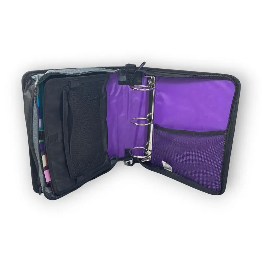 Case It Purple Large Capacity Zipper Binder 3 Rings 3